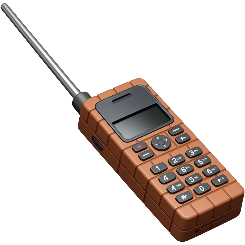 a 1980's style chunky brick mobile phone with antenna emoji