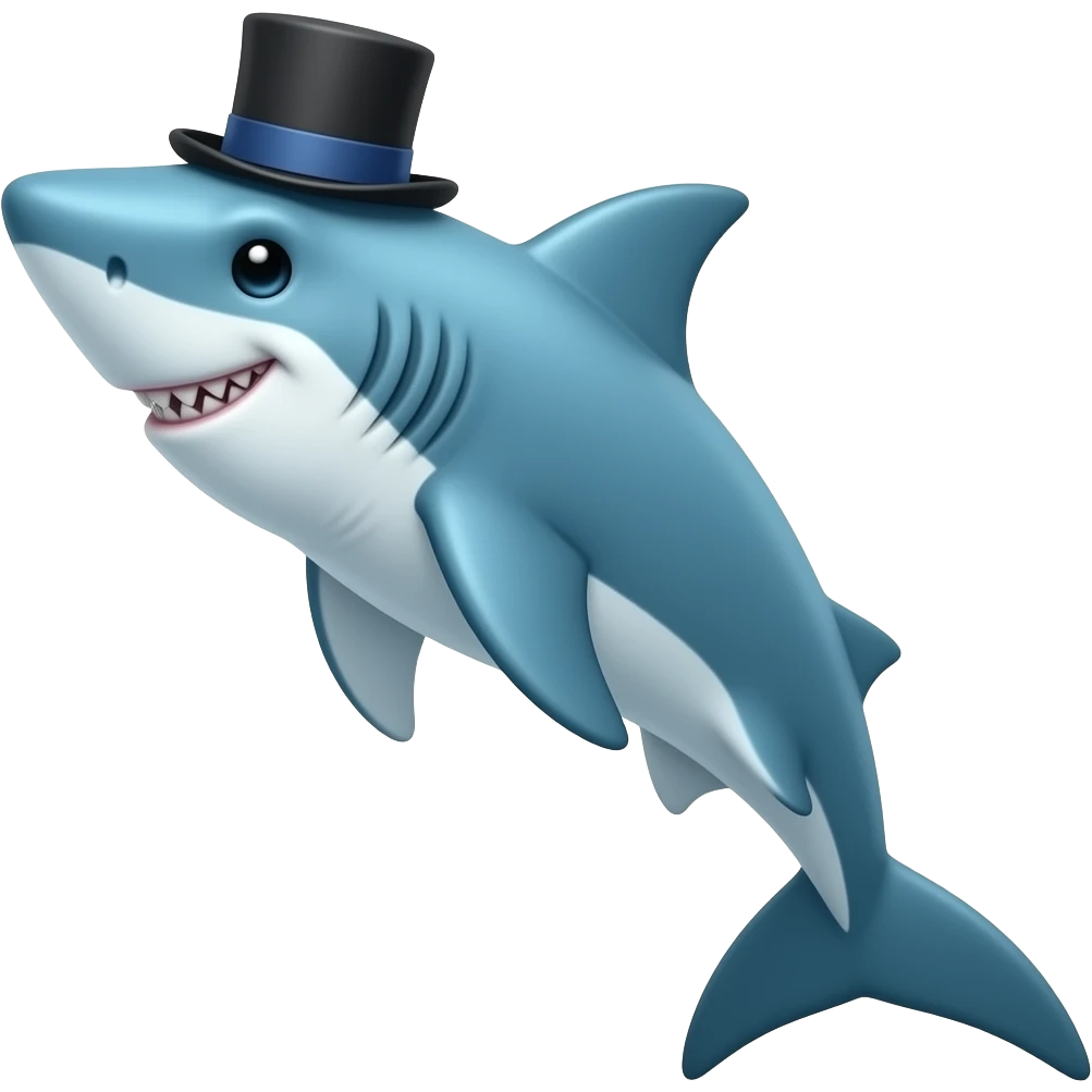 Shark with a top hat emoji