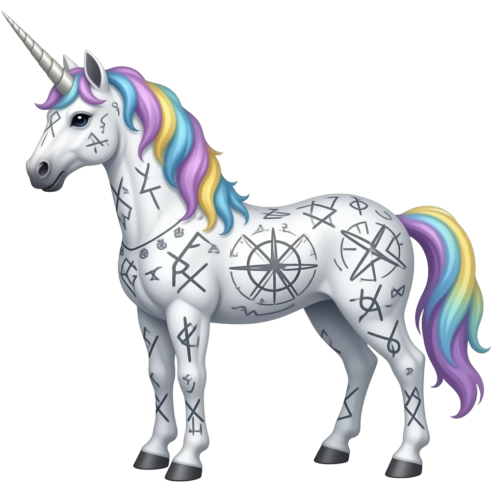 Unicorn covered in runes emoji