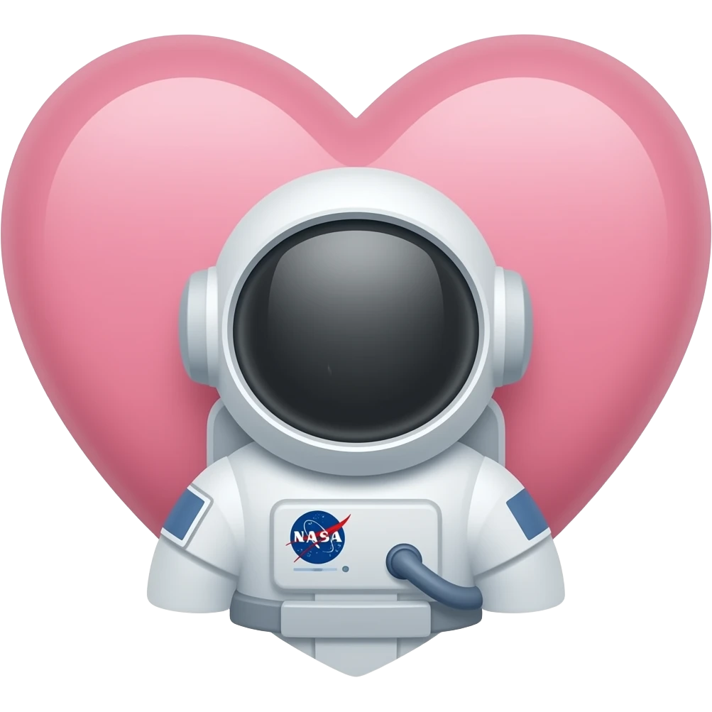 heart, light pink and light grey, spacesuit theme, nasa, technology, minimalism, simple emoji