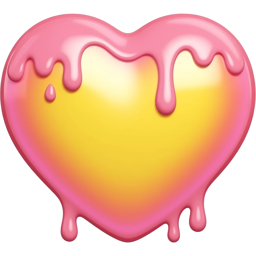 dripping bleeding yellow heart glowing yellow pink warmth emoji