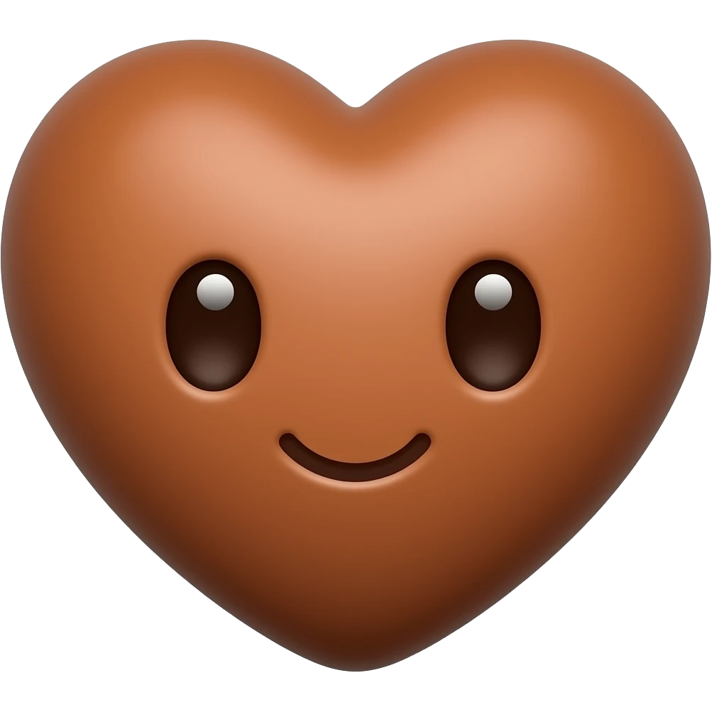 brown heart, 3d, cute emoji