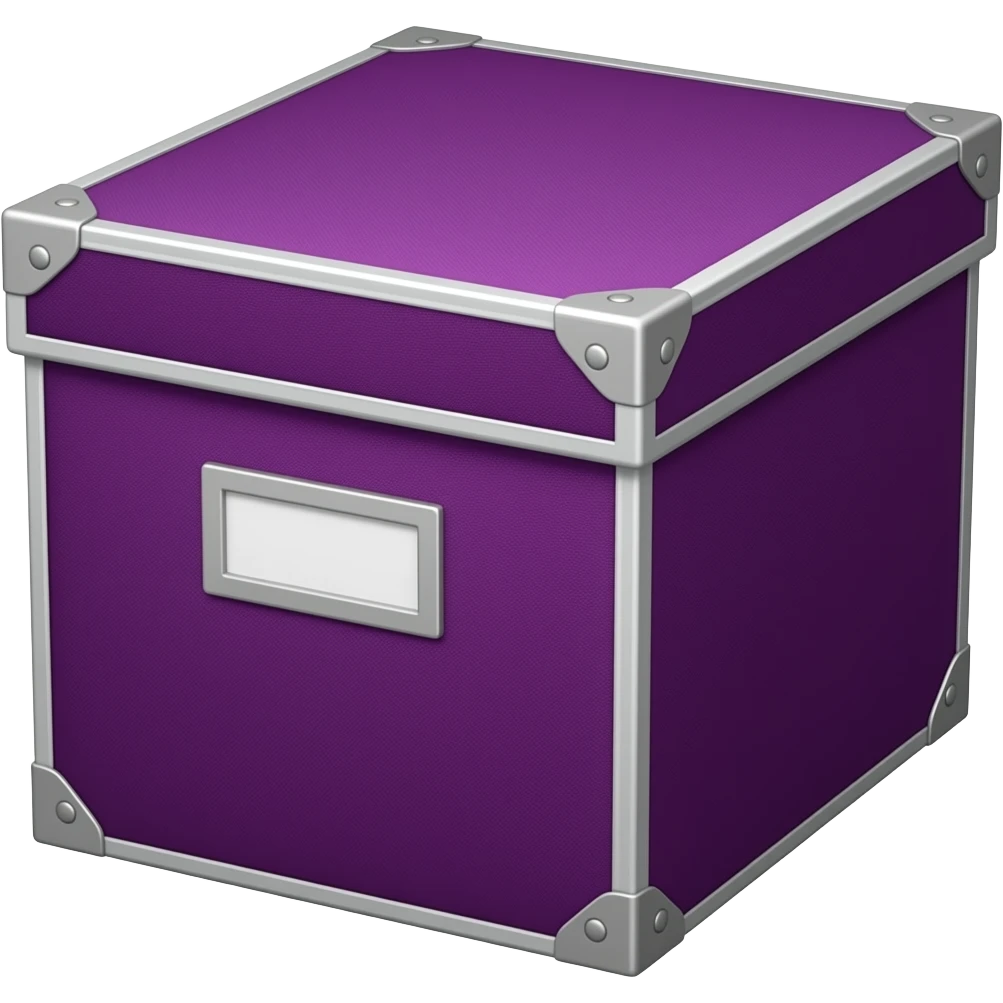 purple-fabric-storage-box,-thin-flat-silver-corners,-label-holder-on ...