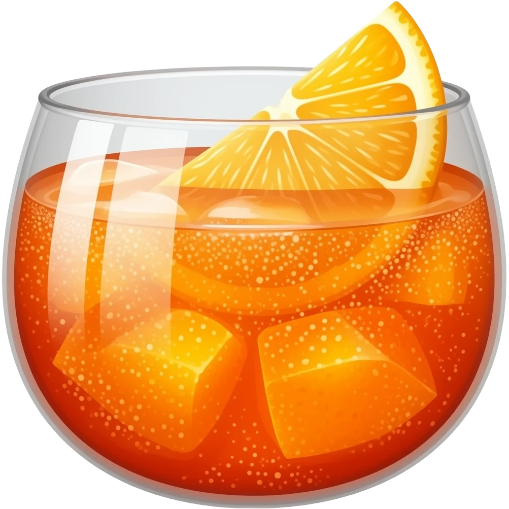 Aperol spritz with orange garnish and Italian background emoji