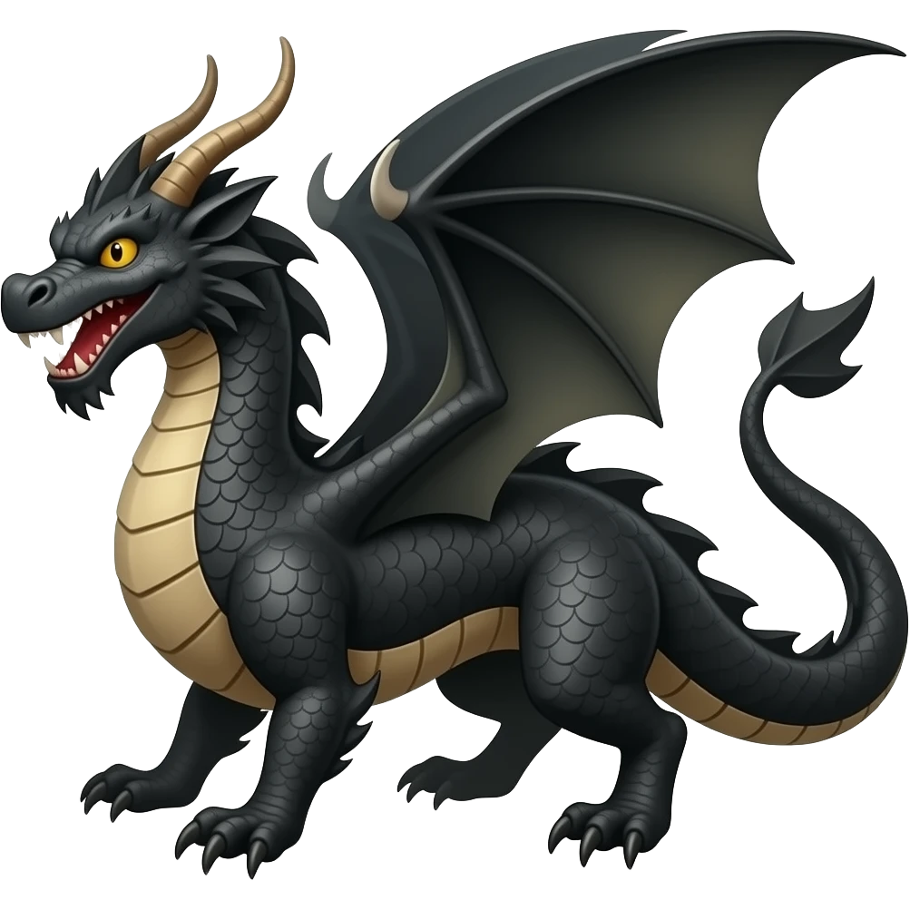 ancient Black dragon DJ, highly detailed, hyper real emoji