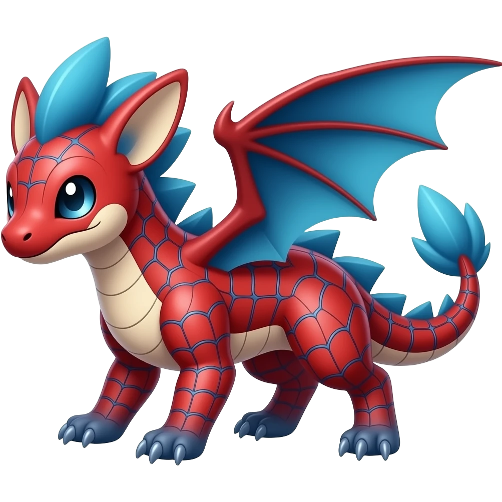 scaly shiny feathered web-patterned tribal-patterned digitigrade quadrupedal Red and blue Vaporeon-Salandit-Toothless-hybrid emoji