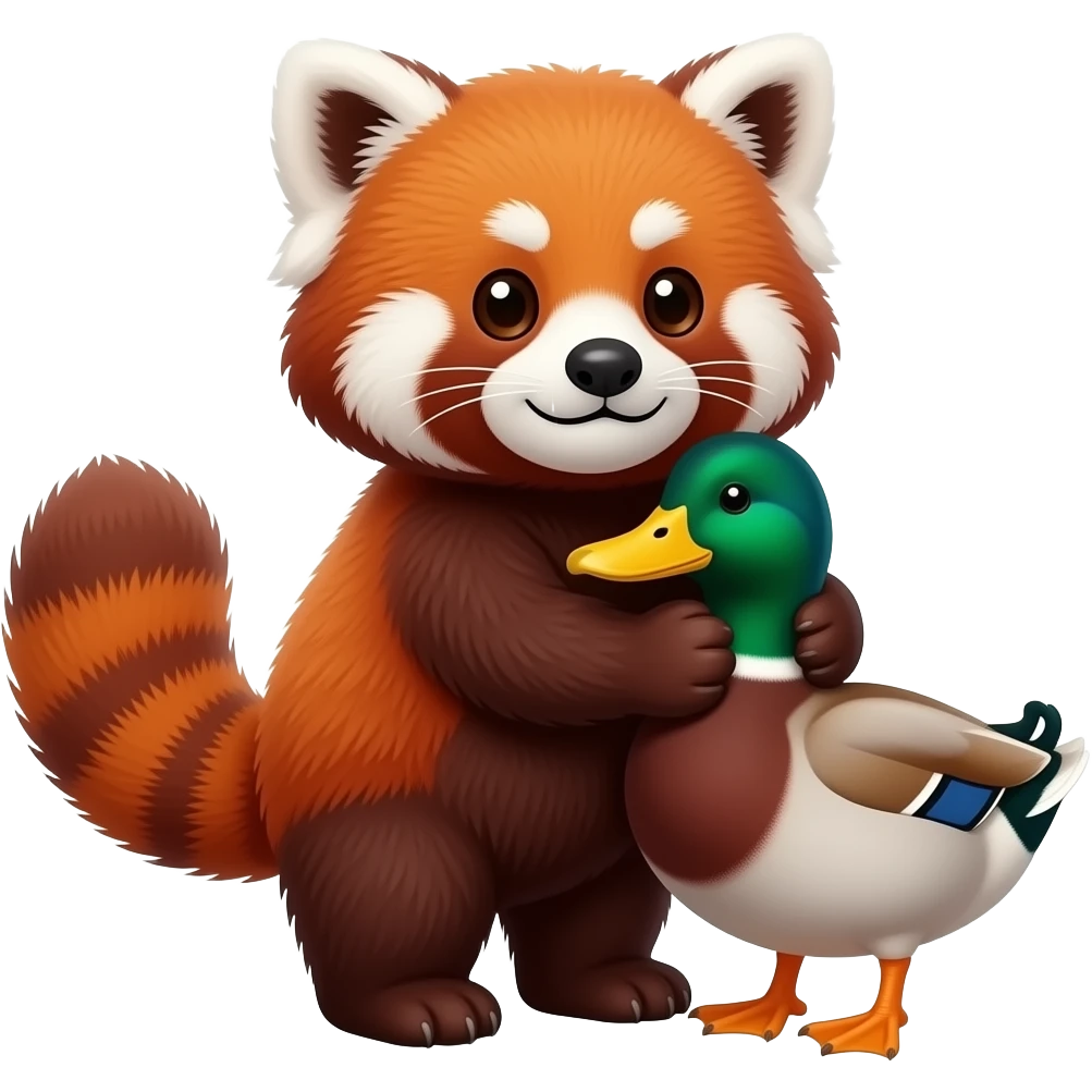 Red panda hugging a  duck emoji