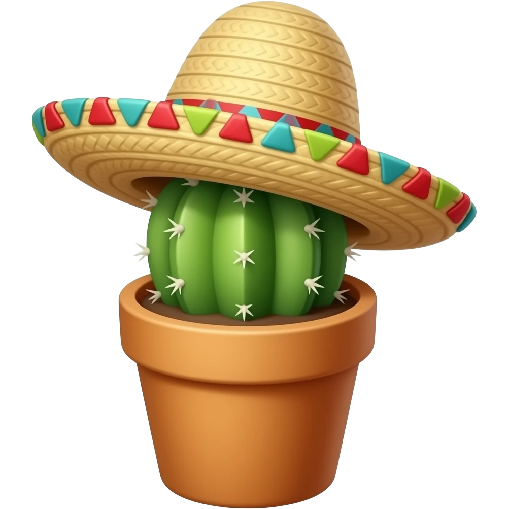 mexican Cactus Pot wearing sombrero emoji