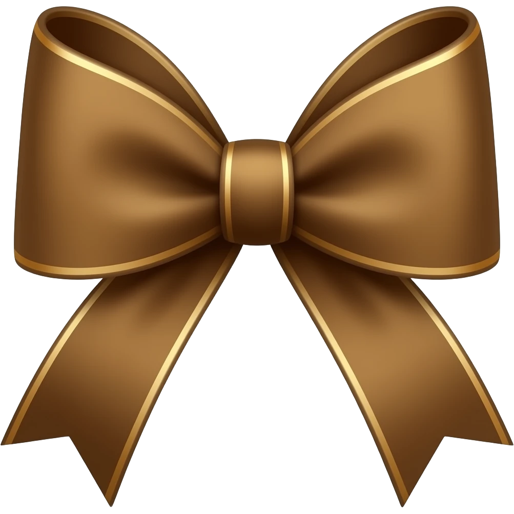 Thin long coffee brown bow emoji