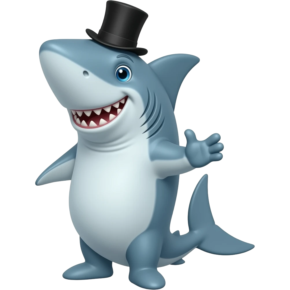 Shark with a top hat emoji