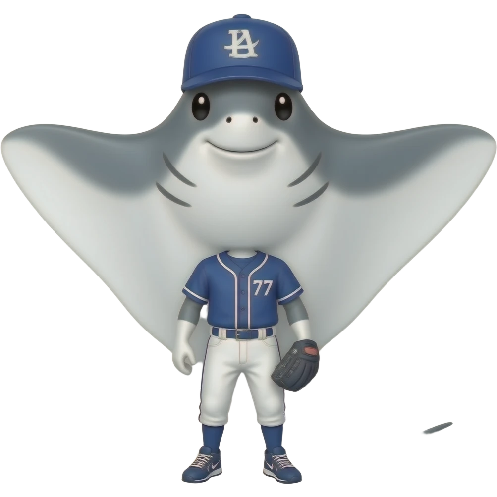Stingray softball wearing #77 emoji