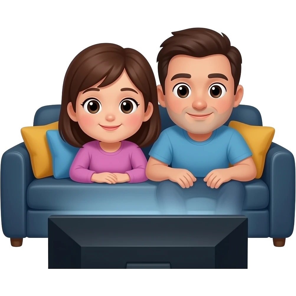 The parents are watching a movie lying on the couch emoji
