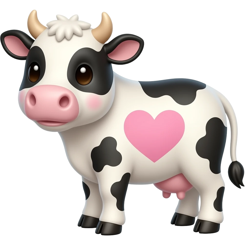 Vaquita con un corazón rosa pastel emoji