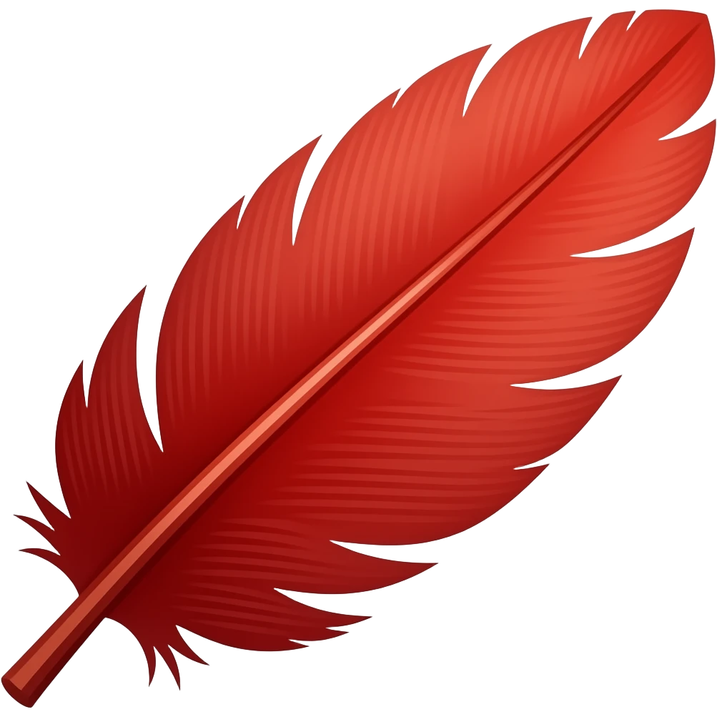 One bright red colour feather emoji