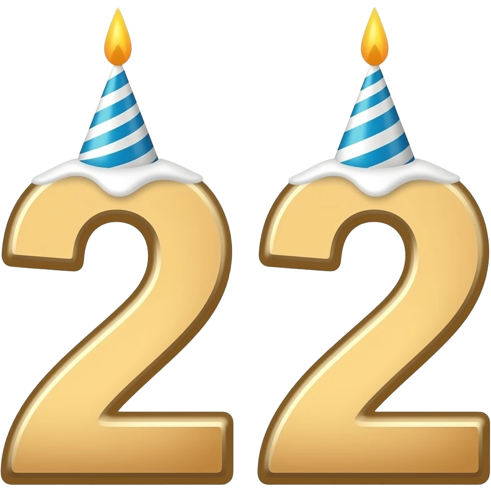 number  22 and a birthday cup on that number emoji