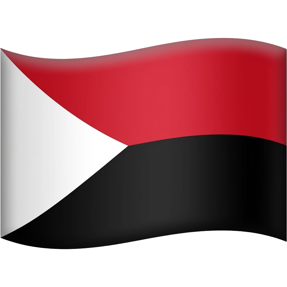 Bandera de dos colores, trapecio superior rojo y trapecio inferior  negro. Sin ninguna estrella ni símbolos en blancorojo en trapecio superior y negror en trapecio inferior. Són ningun simbolo dentro emoji