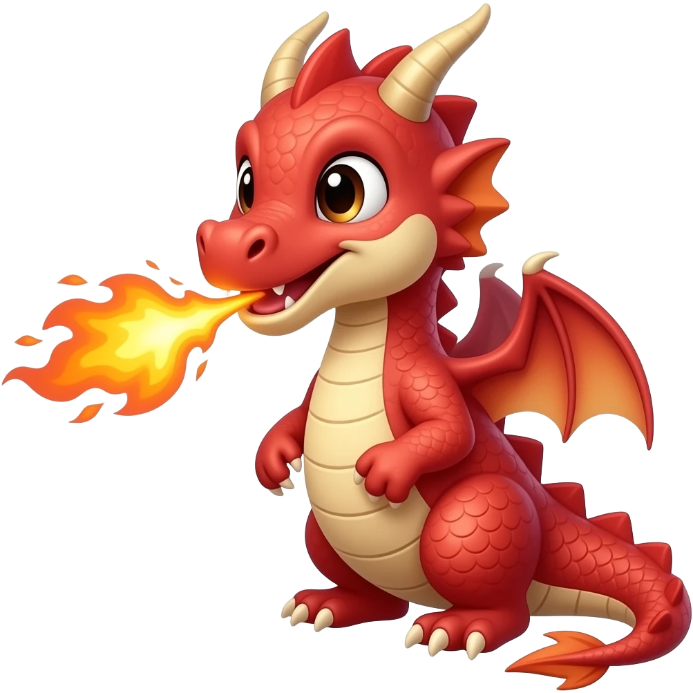 Red Baby dragon breathing fire emoji