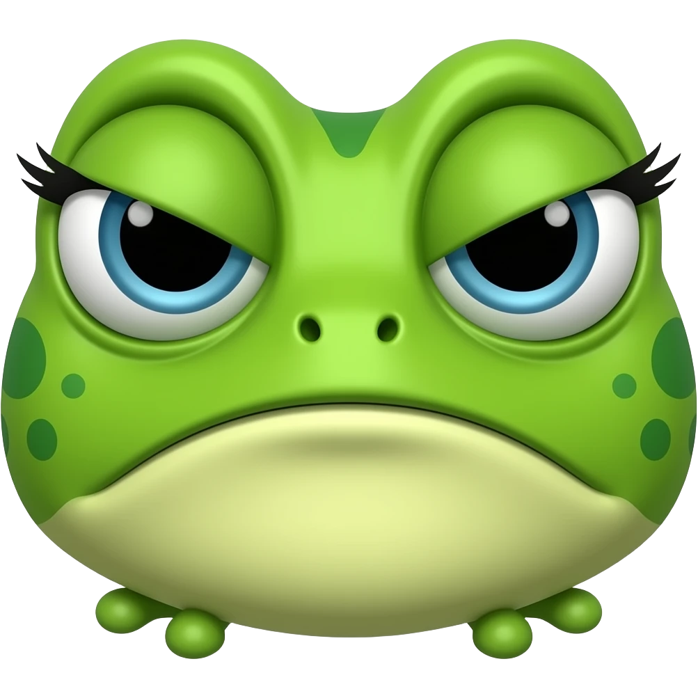 Frog with eyelashes judgmental look grossed out emoji