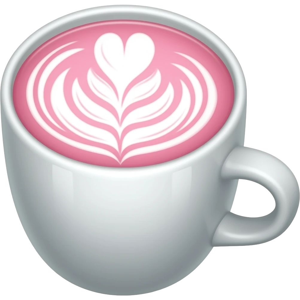 white coffee cup with pink coffee latte emoji