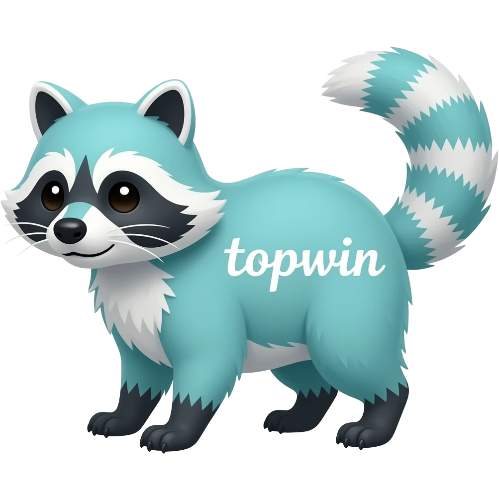 Енот цвета Тиффани с надписью topwin emoji