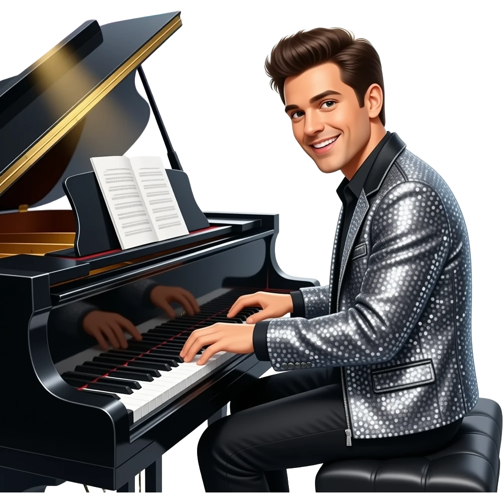 Pop concert guy at the piano emoji