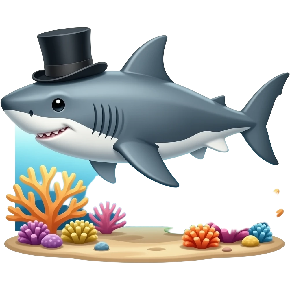 Shark with a top hat emoji
