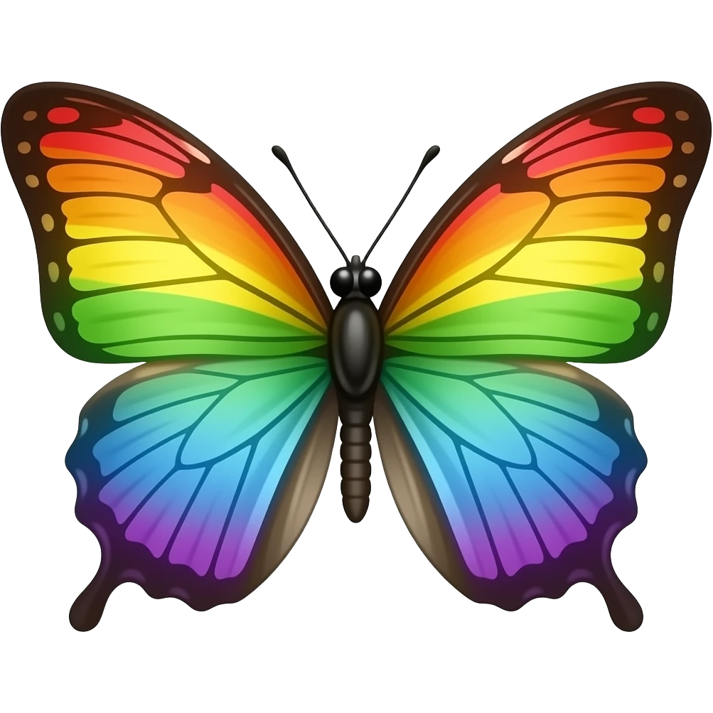 Make a butterfly as rainbow emoji