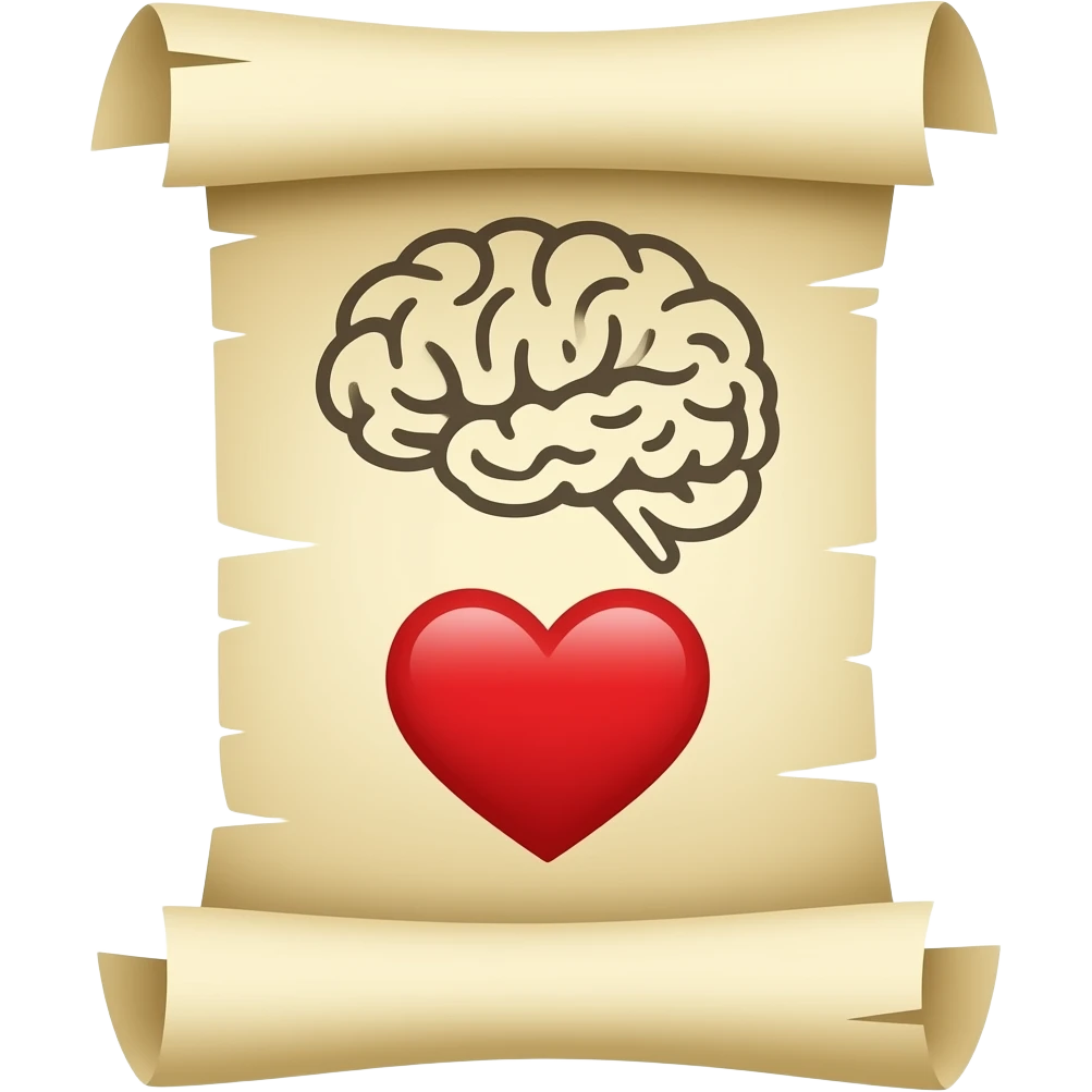 mind and heart on scroll emoji
