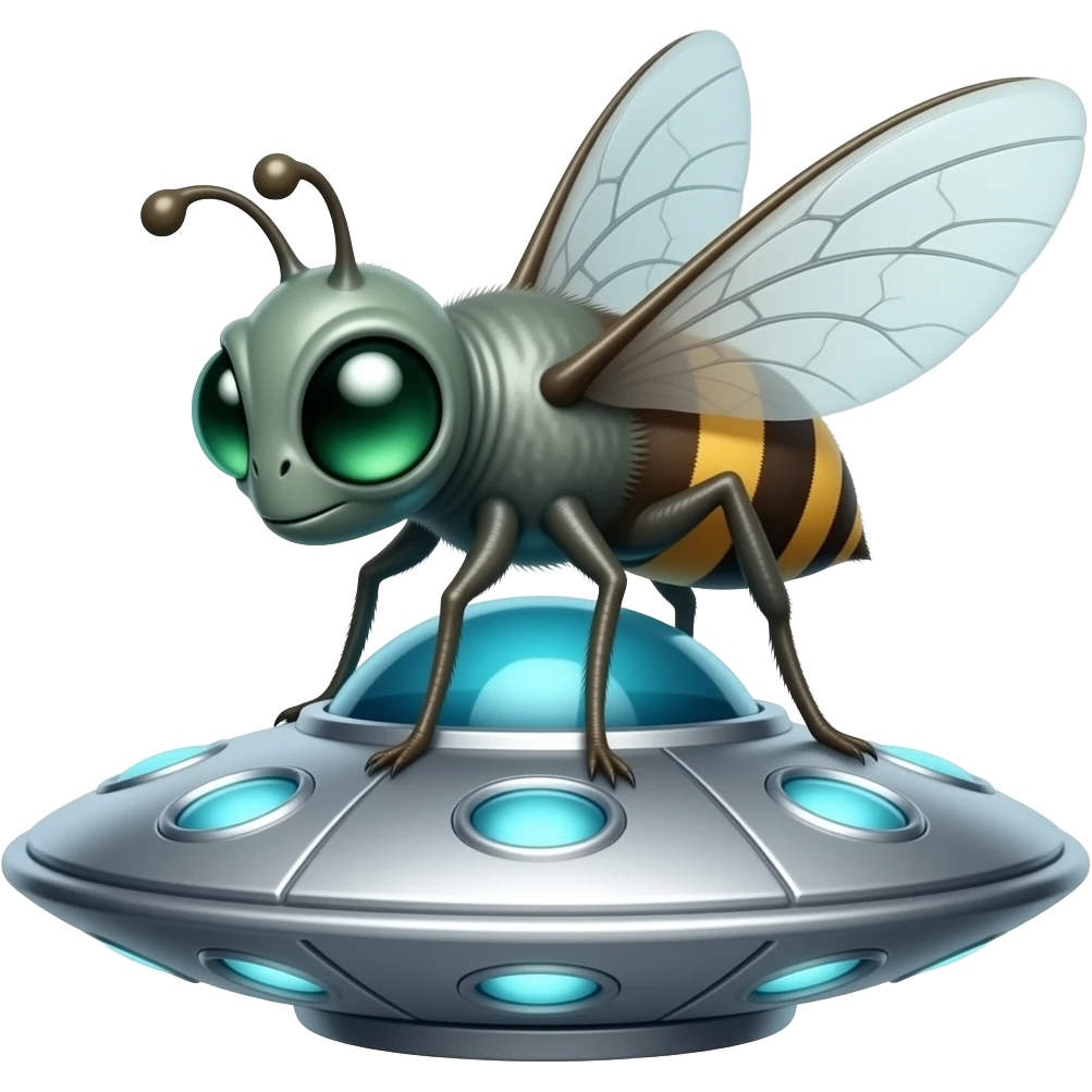Alien fly on ufo emoji