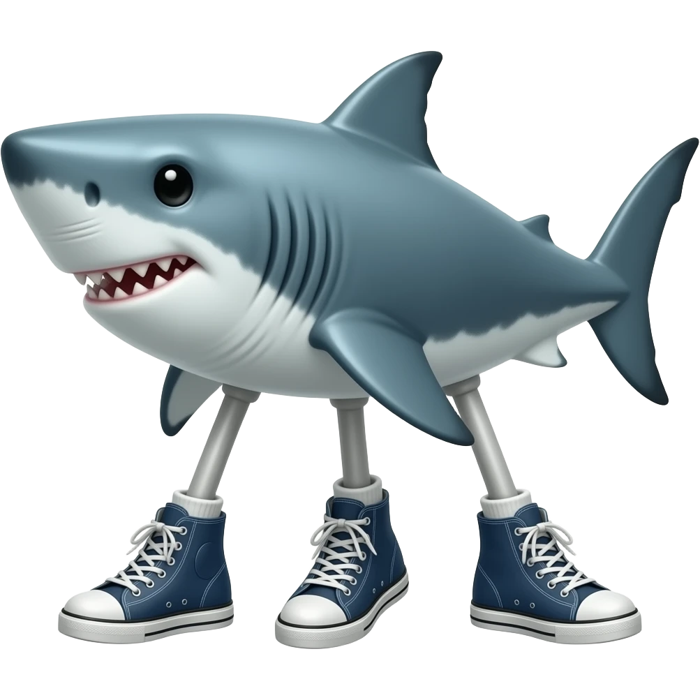 Shark with three legs and shoes emoji