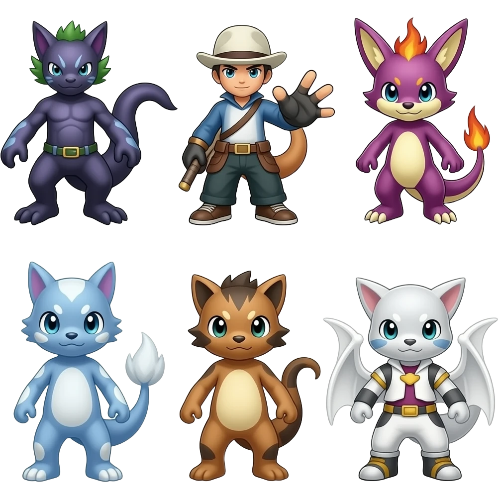 Shiny Dark Dusky Cool Hot Guilmon-Zoroark-Renamon-Flamedramon-Lucario-Lombax-Fakémon-fusion (full body) emoji