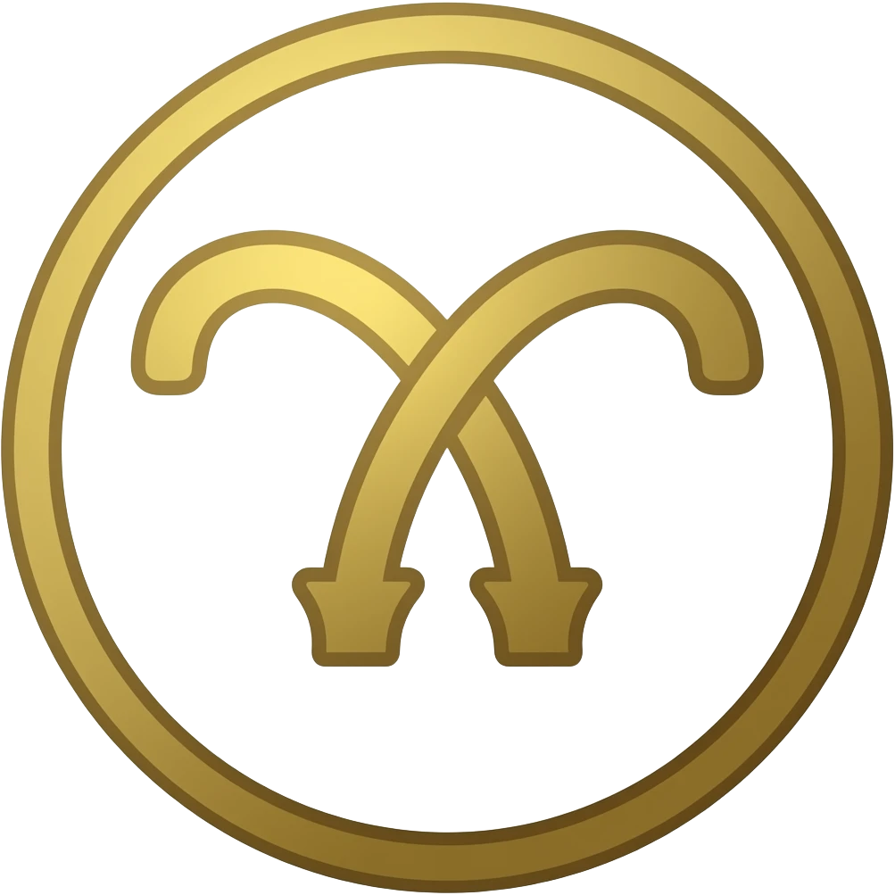 aries symbol in gold circle emoji