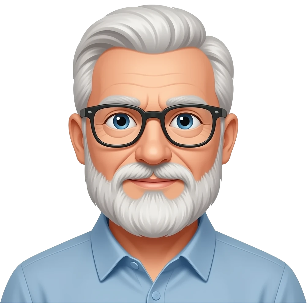 Male 70 no glasses beard emoji