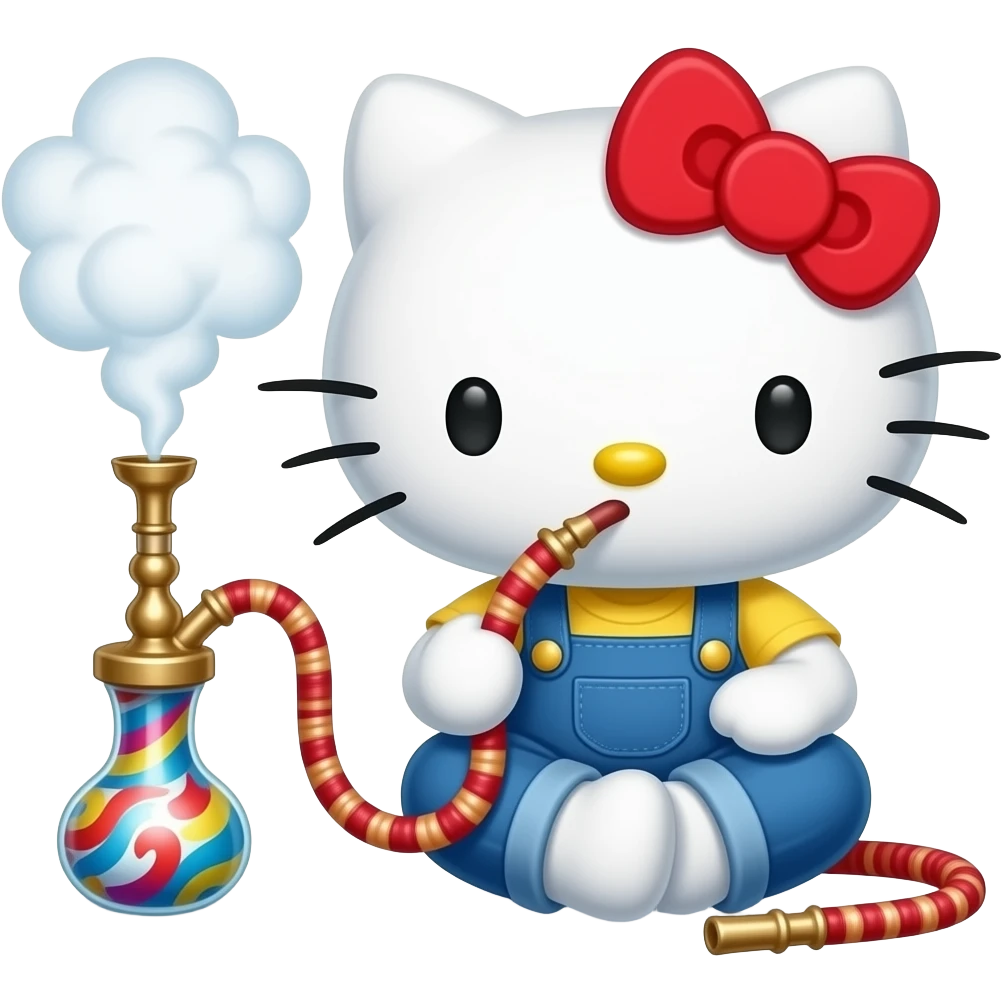 Hello kitty smoking a hookah emoji