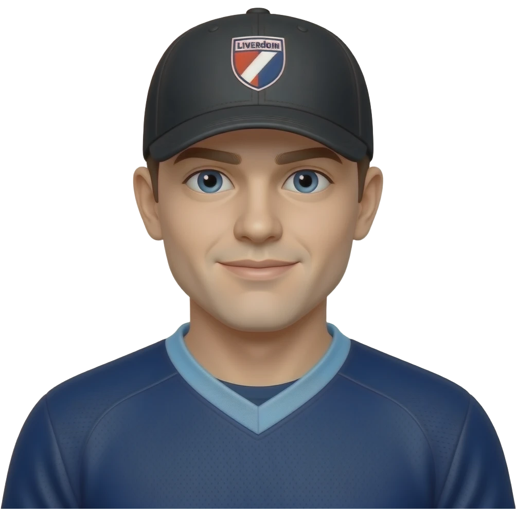 maillot bleu marine col bleu clair casquette noire logo Liverdun emoji