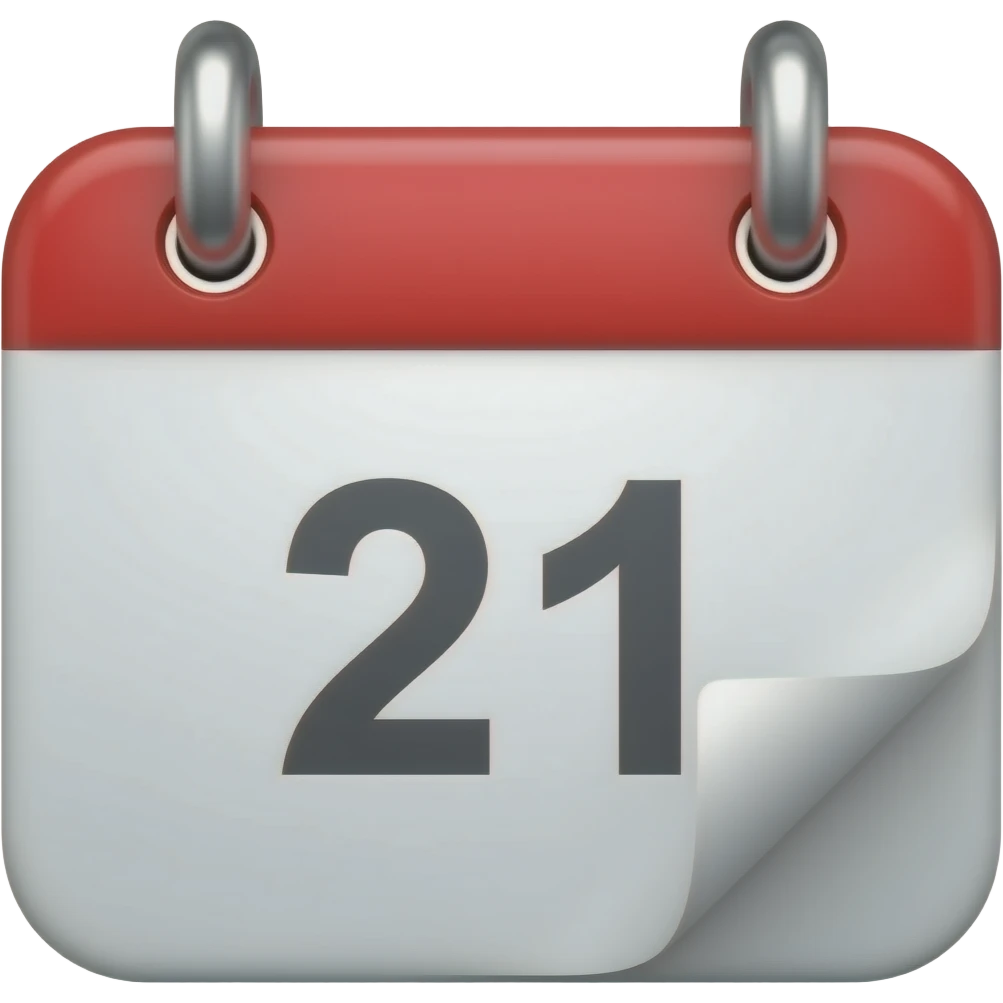 icono almanaque con numero 21 emoji