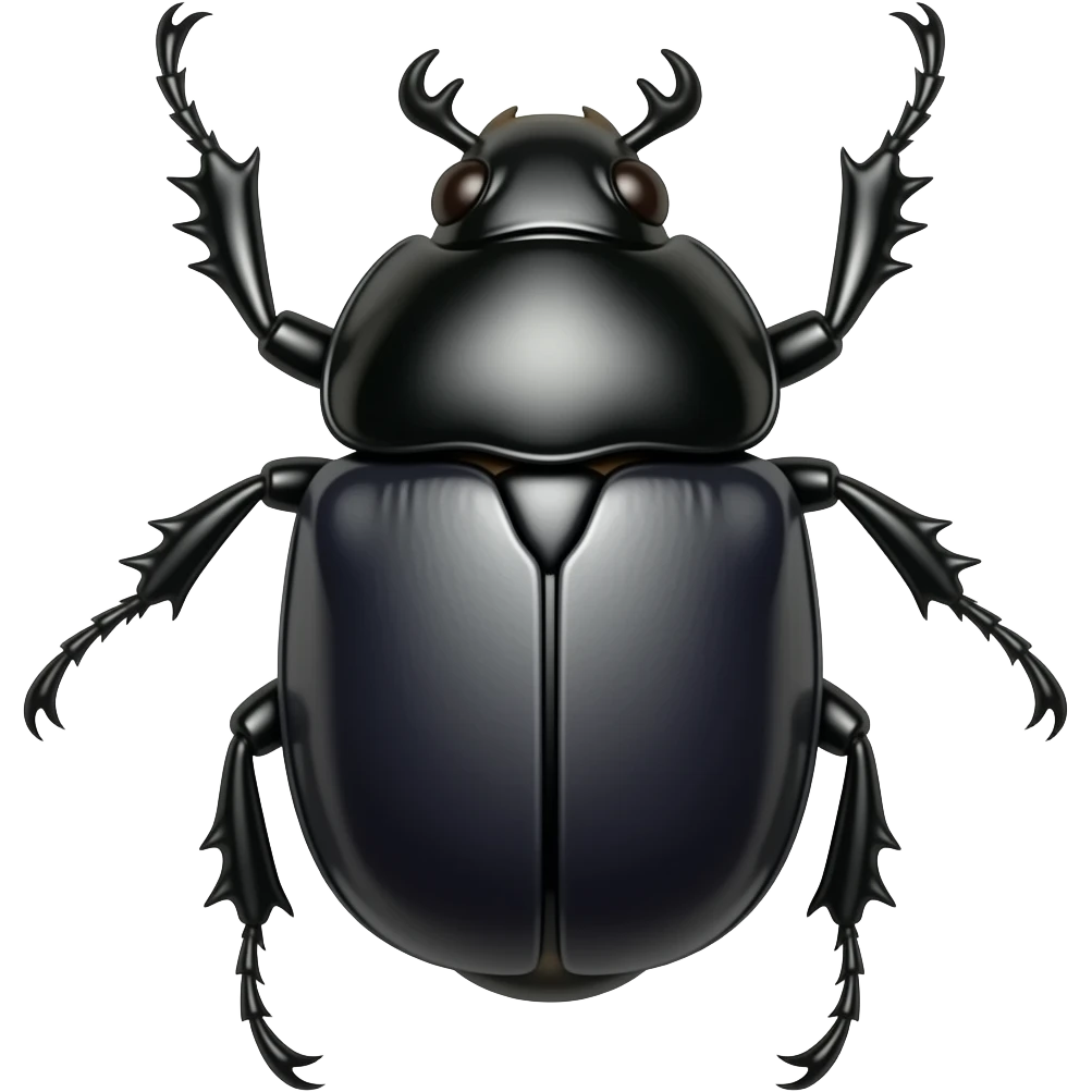 A beetle sanding up with face emoji