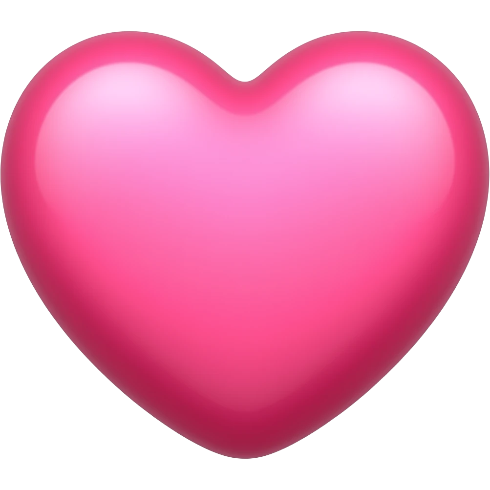 Cute 3D heart emoji icon, soft rounded glossy texture, bright pink heart shape, smooth gradient shading, clean white background, centered composition, minimal cute icon style. emoji