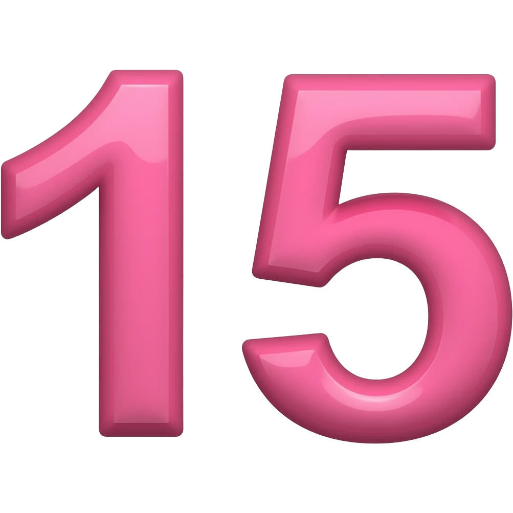 Цифра 15 с розовом шрифтом emoji