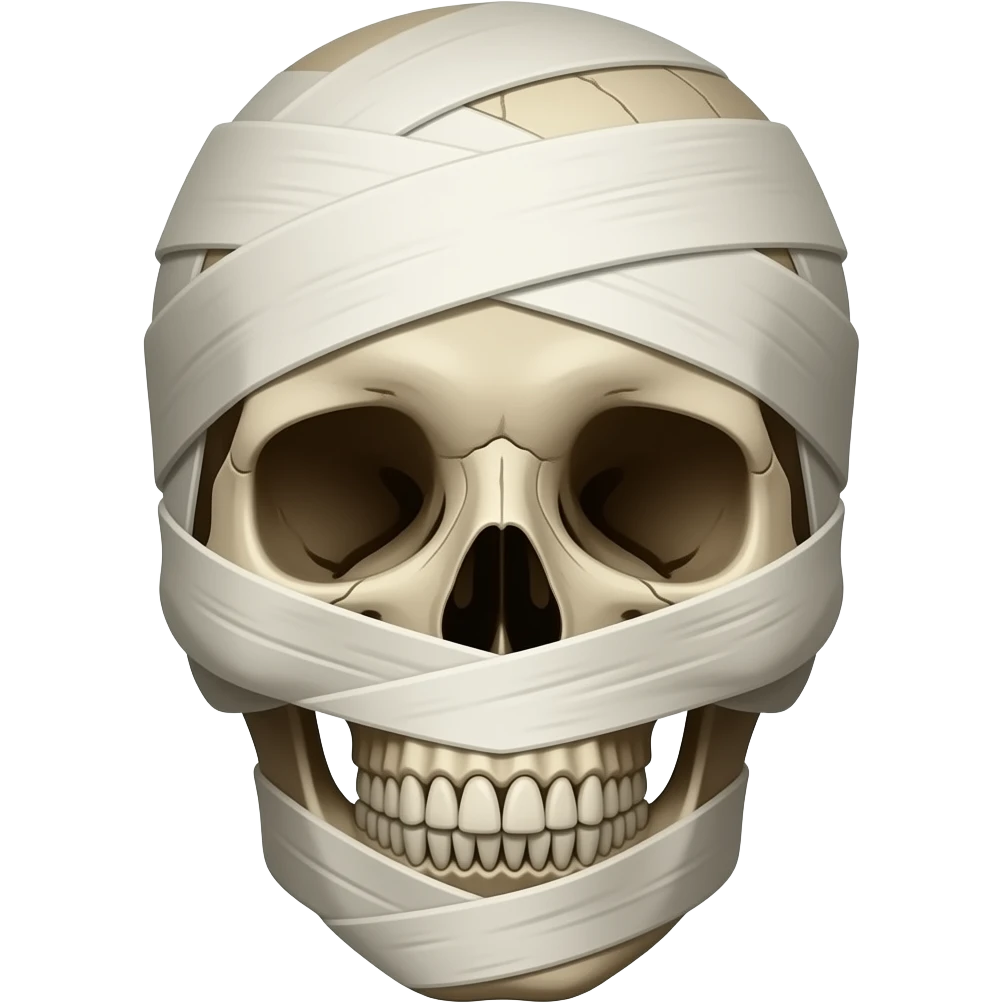 realistic mummy, head only, partial skull showing emoji