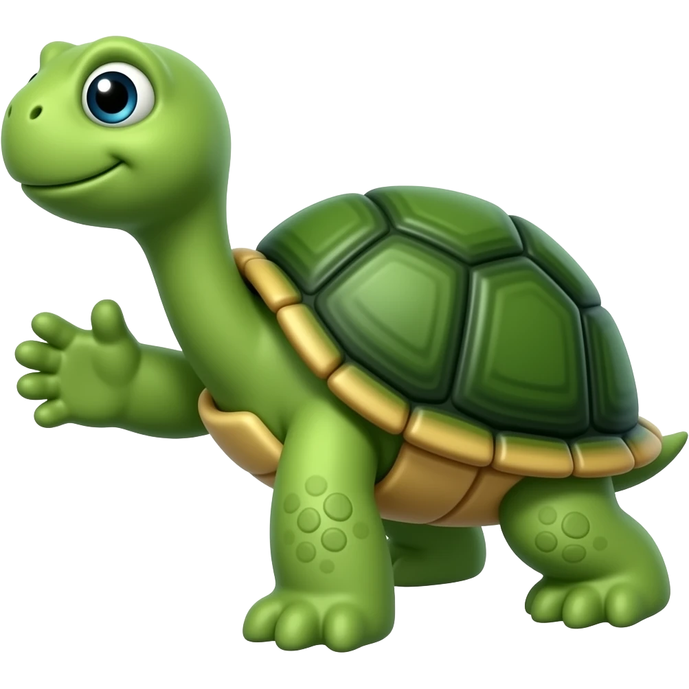 Ordinary simple fully green turtle but he is standing on 2 legs emoji