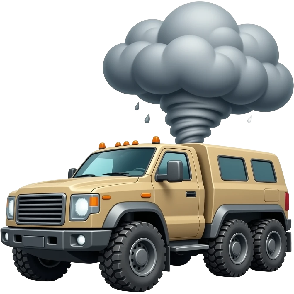 a storm chasing vehicle that has platings on its wheels to cover it so that when a tornado comes it doesnt lift (covers that shield the wheels) and being modified so it looks robust and blocky emoji