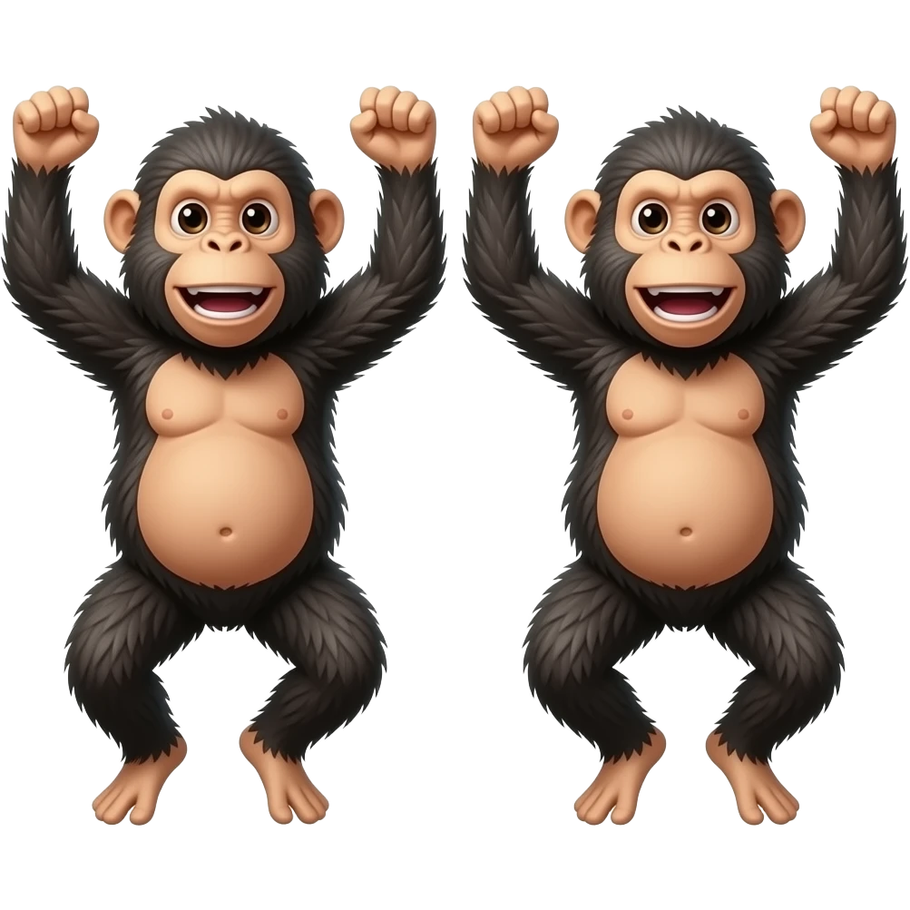 Two crazy dancing apes emoji