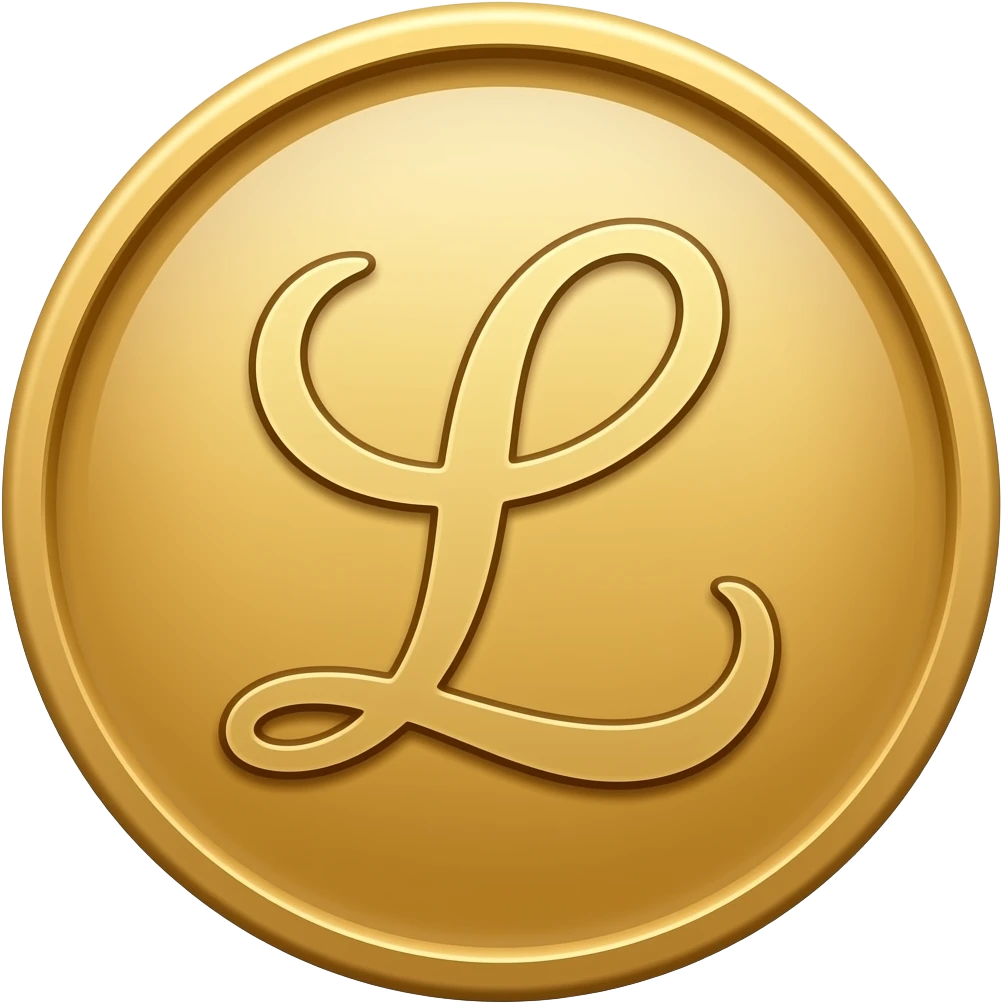 coin with the letter "L" in curvy fancy letters emoji