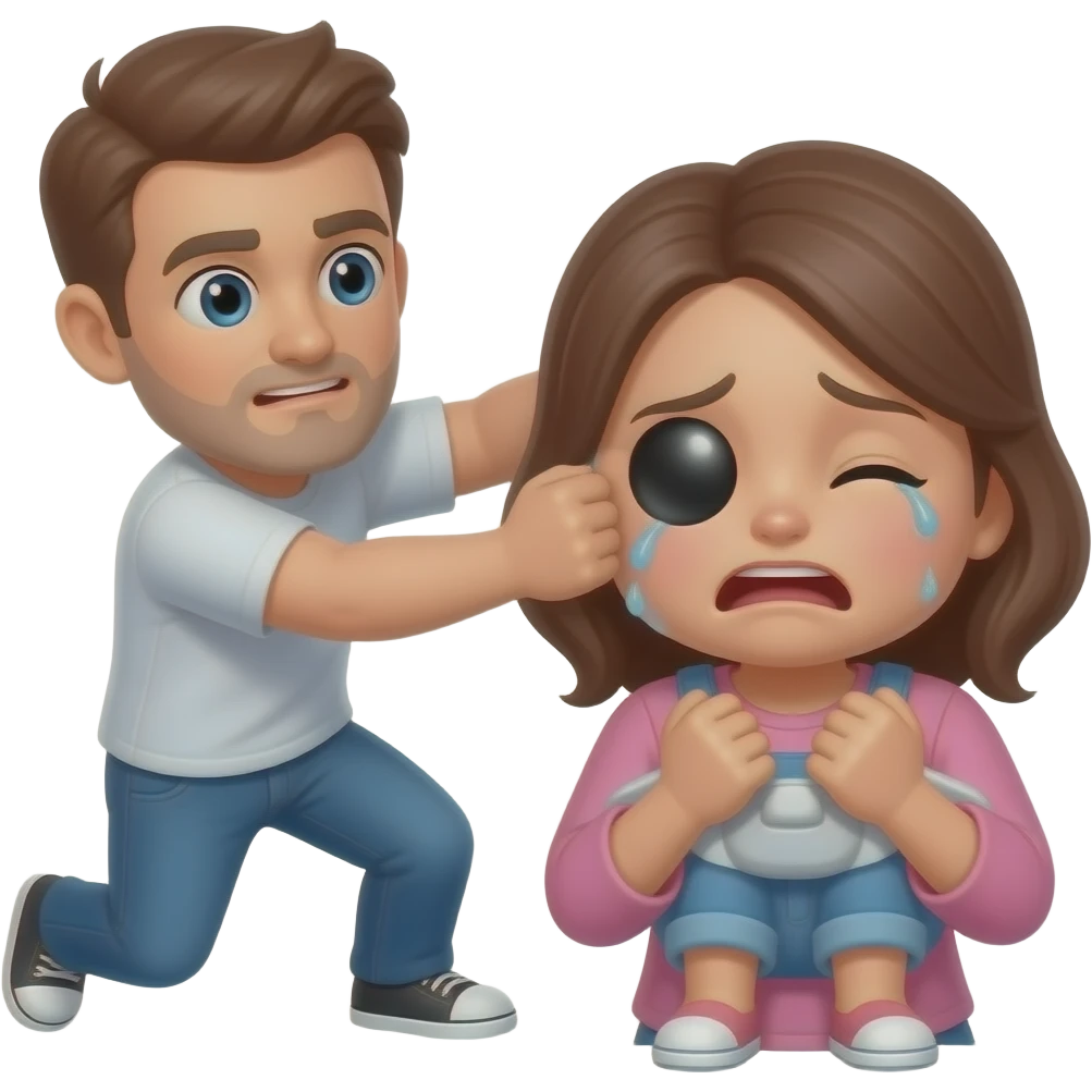 Man beating the shit out of a woman with a black eye who is crying emoji