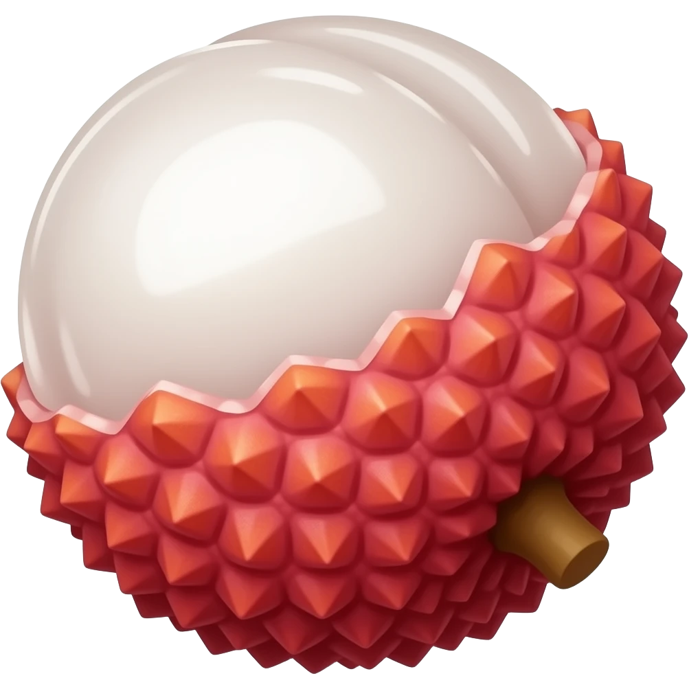 Lychee, half covering torn emoji