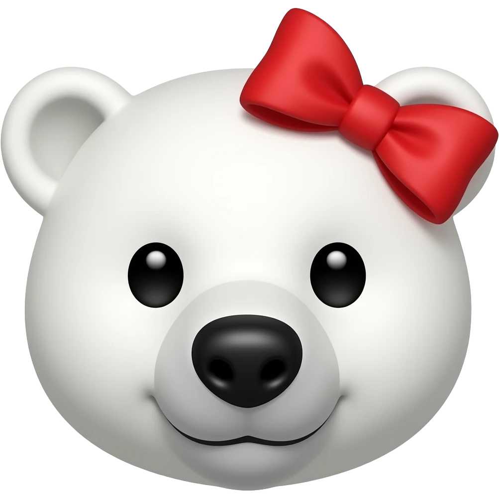 polar bear with red hairbow just face emoji