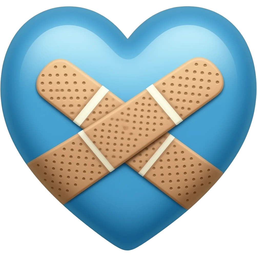 Corazón azul cielo con 2 vendas emoji