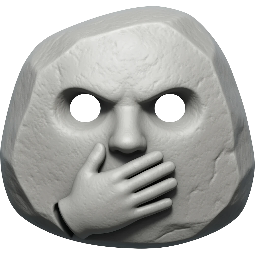 stone with a 🫥 emoji