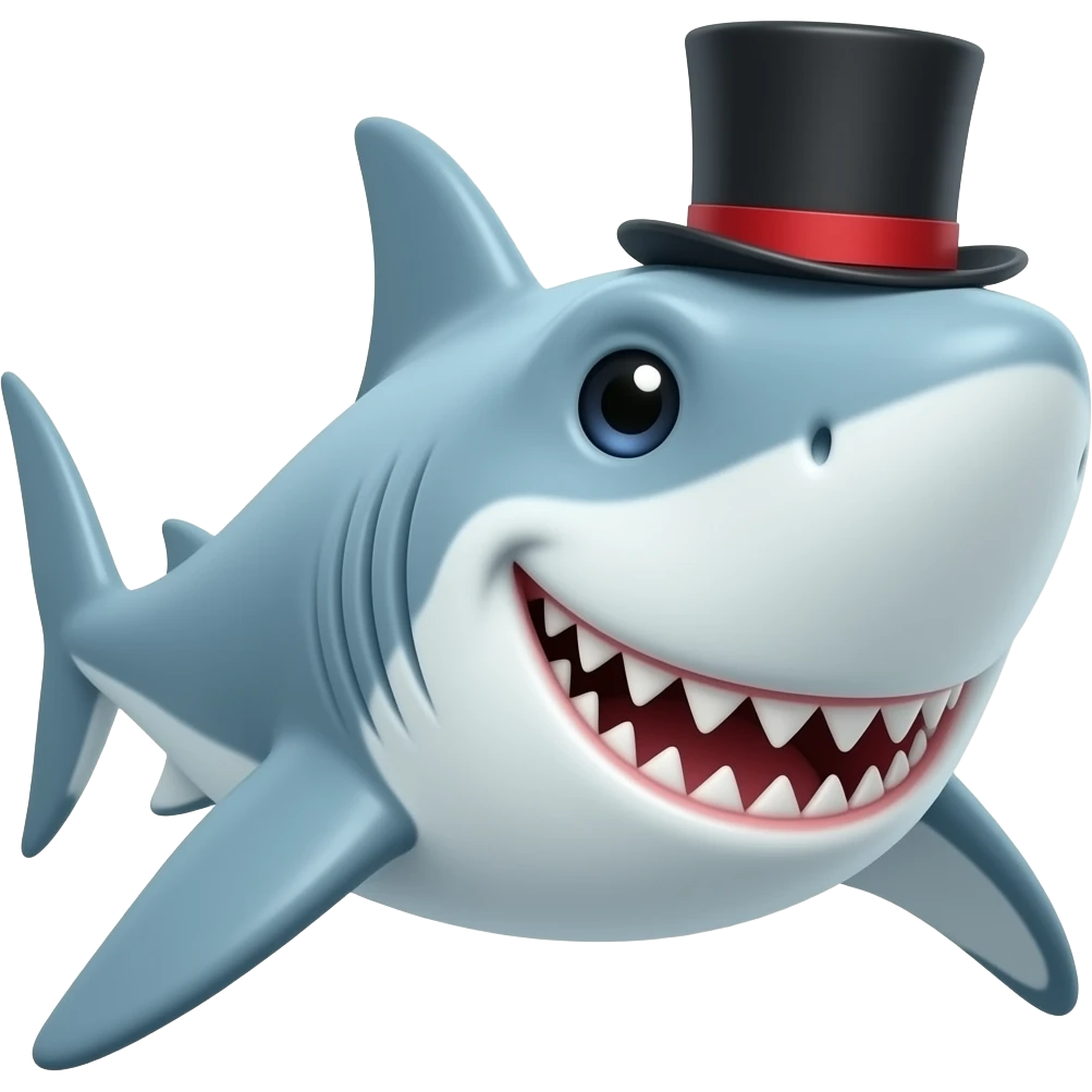 Shark with a top hat emoji
